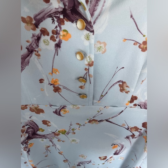 Vintage 1970s Blue Floral Midi Dress - Picture 11 of 13